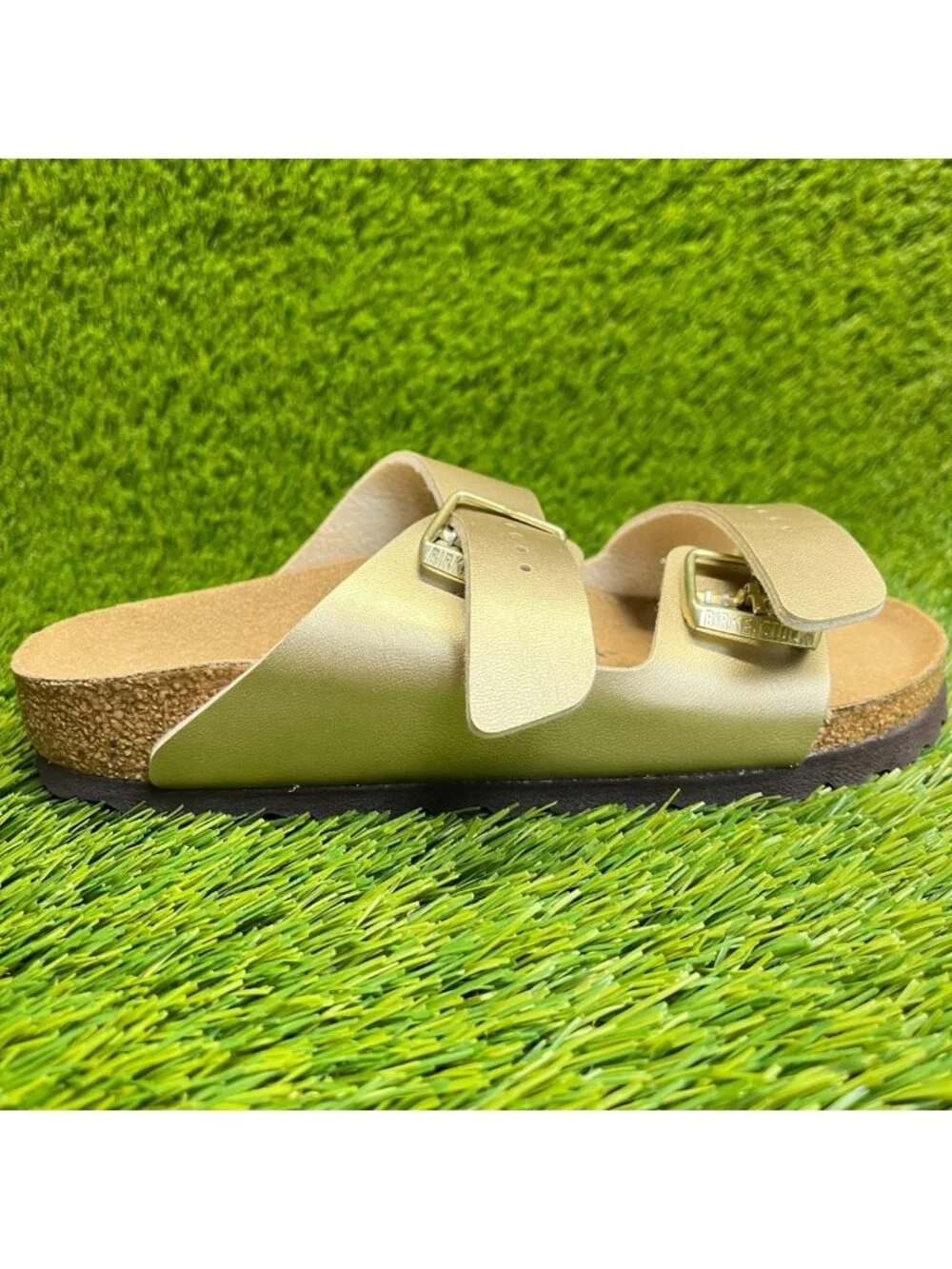 Birkenstock Arizona Birko-Flor Womens Size 5 Gold Beach Walking Outdoor Sandals
